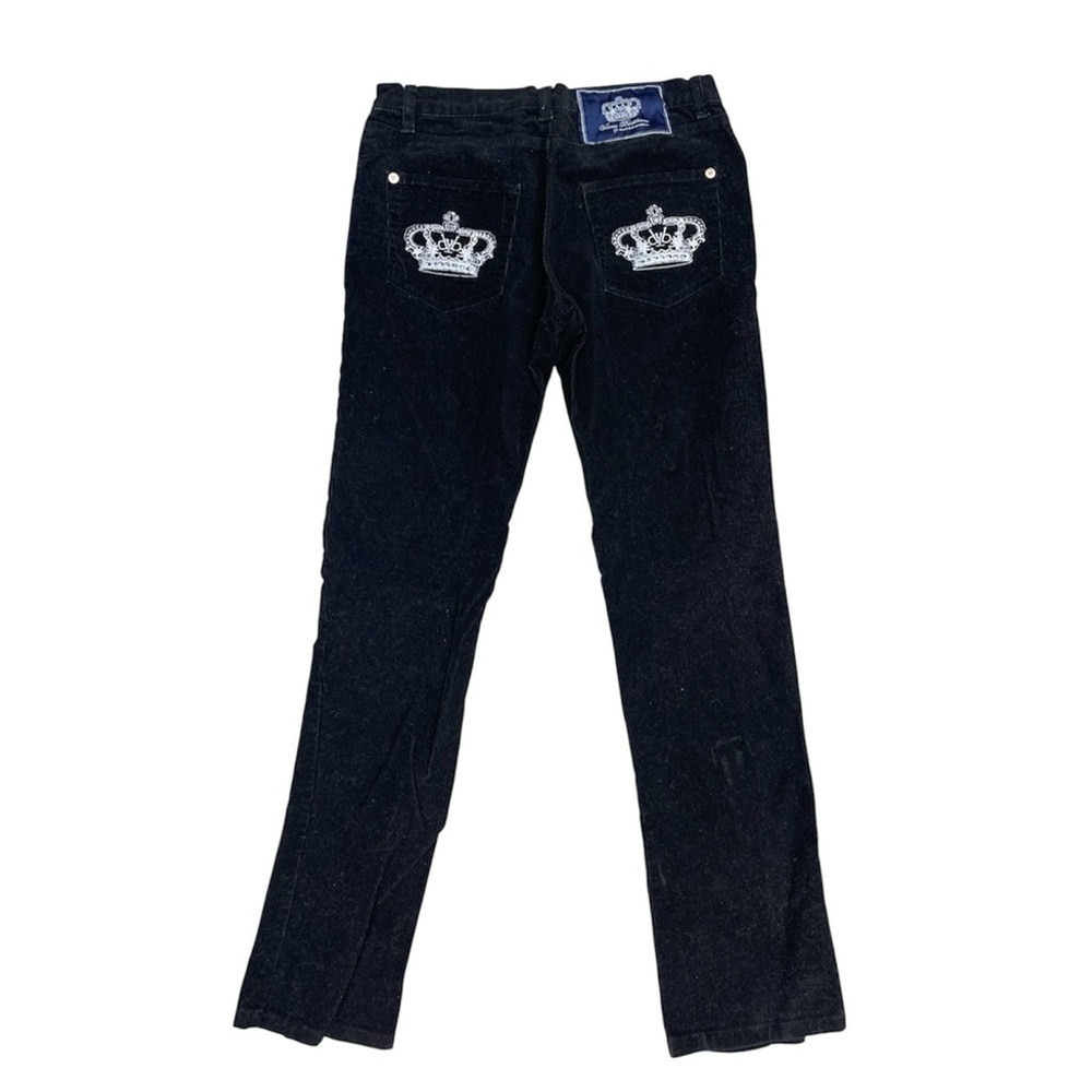 victoria beckham black corduroy pants rock & republic with Crown Embroidery 28